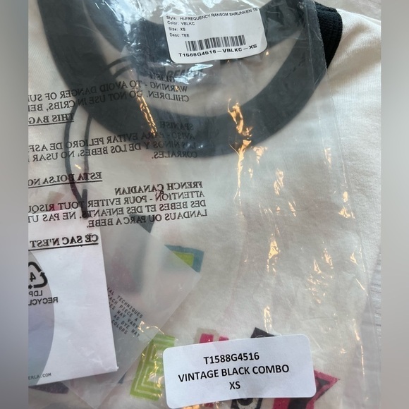 NWT Daydreamer REVOLVE Cotton Tee Women's White Baseball T Shirt "Hi frequency" - Picture 16 of 16